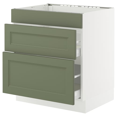 SEKTION / MAXIMERA Armoir inf four/3 faces/2 tiroirs, blanc/Axstad gris-vert, 30x24x30 "
