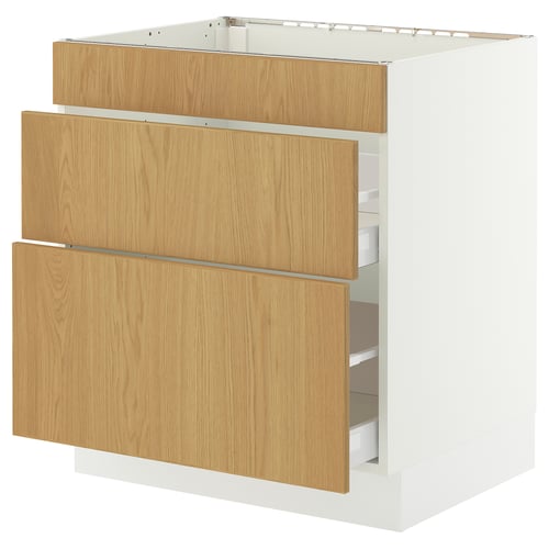 SEKTION / MAXIMERA Armoir inf four/3 faces/2 tiroirs, blanc/Sinarp chêne plaqué, 30x24x30 "