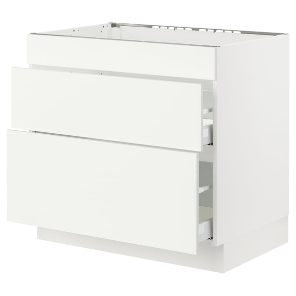 SEKTION / MAXIMERA Armoir inf four/3 faces/2 tiroirs, blanc/Vallstena blanc, 36x24x30 "