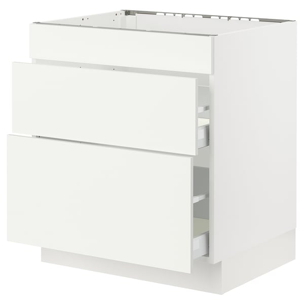 SEKTION / MAXIMERA Armoir inf four/3 faces/2 tiroirs, blanc/Vallstena blanc, 30x24x30 "