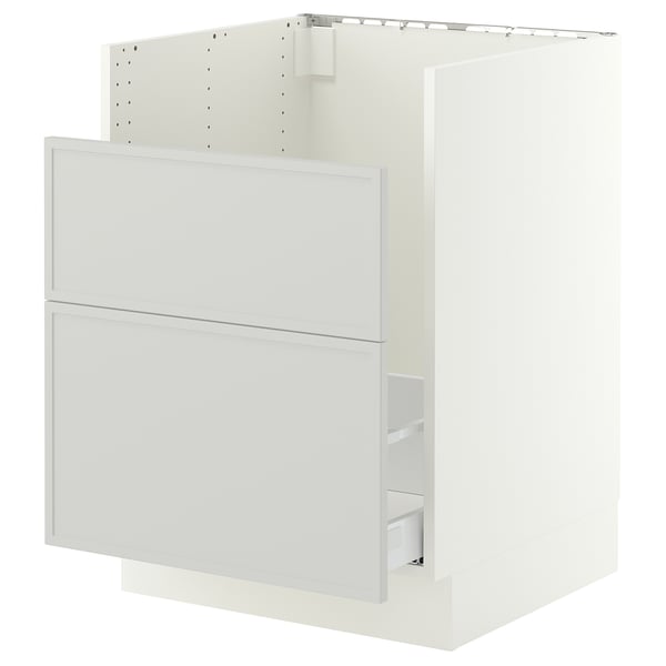 SEKTION / MAXIMERA Armoir inf pr évier HAVSEN/p tri/2f, blanc/Aspudden gris clair, 24x24x30 "