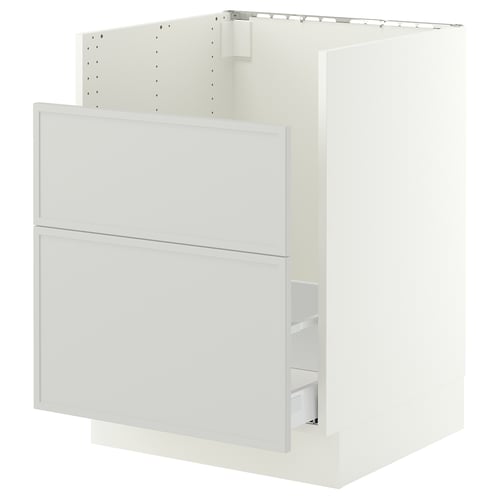 SEKTION / MAXIMERA Armoir inf pr évier HAVSEN/p tri/2f, blanc/Aspudden gris clair, 24x24x30 "