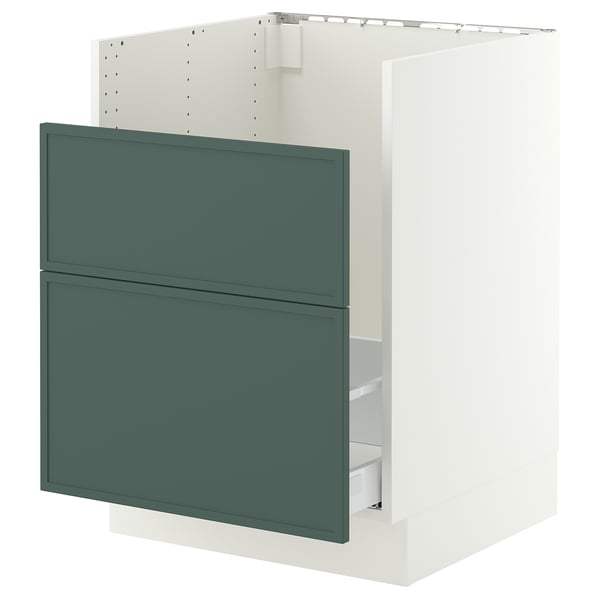 SEKTION / MAXIMERA Armoir inf pr évier HAVSEN/p tri/2f, blanc/Aspudden gris-vert foncé, 24x24x30 "