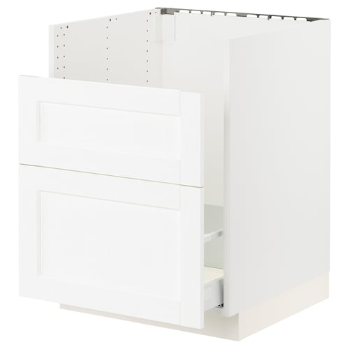 SEKTION / MAXIMERA Armoir inf pr évier HAVSEN/p tri/2f, blanc Enköping/blanc effet bois, 24x24x30 "