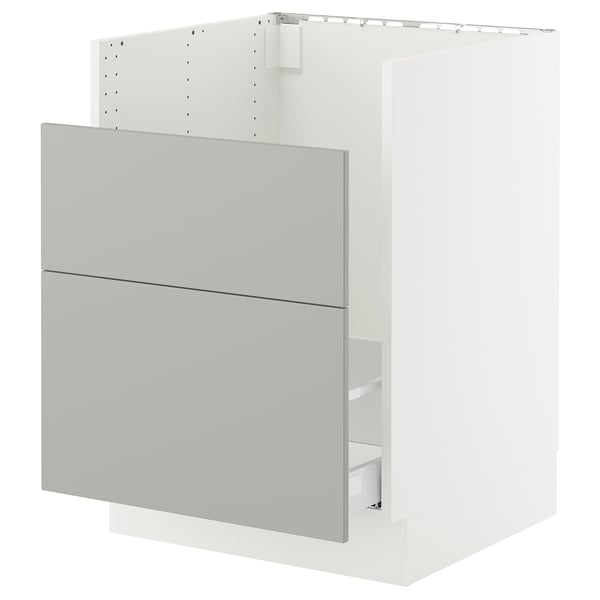SEKTION / MAXIMERA Armoir inf pr évier HAVSEN/p tri/2f, blanc/Havstorp gris clair, 24x24x30 "