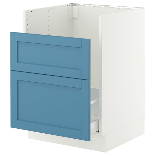 SEKTION / MAXIMERA Armoir inf pr évier HAVSEN/p tri/2f, blanc/Lerhyttan bleu, 24x24x30 "