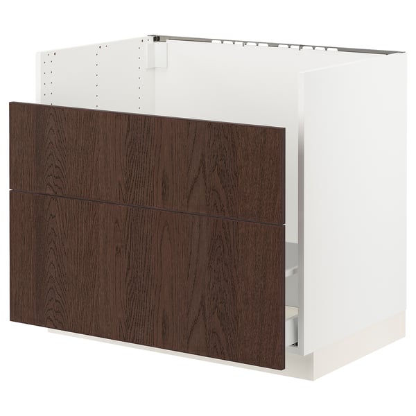 SEKTION / MAXIMERA Armoir inf pr évier HAVSEN/p tri/2f, blanc/Sinarp brun, 36x24x30 "