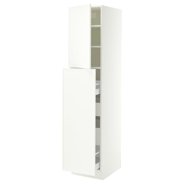 SEKTION / MAXIMERA Armoire av 1p/4t coulissant, blanc/Aspudden blanc mat, 18x24x80 "