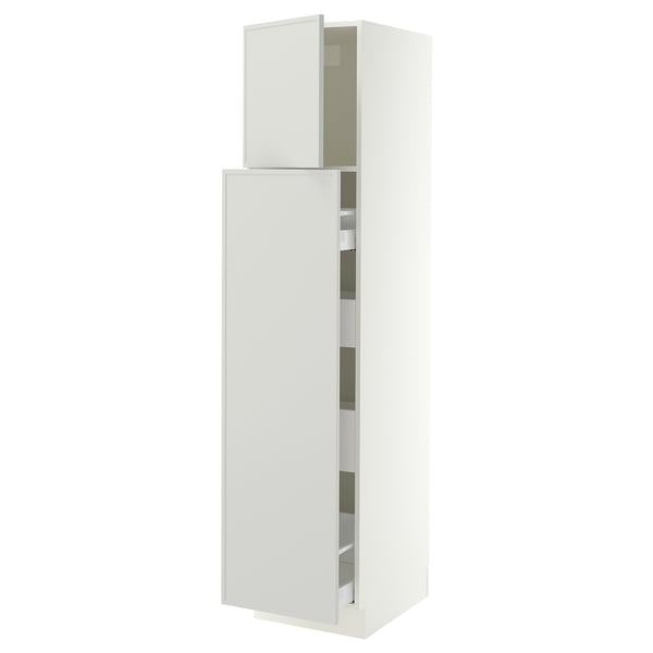SEKTION / MAXIMERA Armoire av 1p/4t coulissant, blanc/Aspudden gris clair, 18x24x80 "