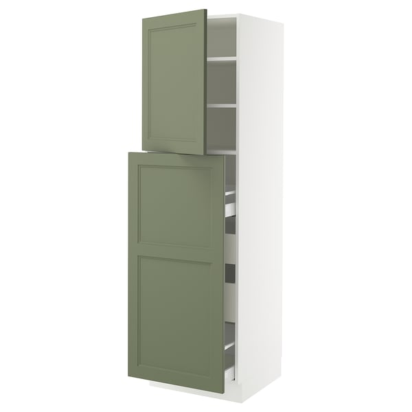 SEKTION / MAXIMERA Armoire av 1p/4t coulissant, blanc/Axstad gris-vert, 24x24x80 "