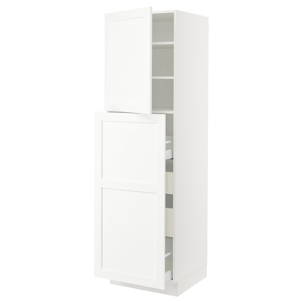 SEKTION / MAXIMERA Armoire av 1p/4t coulissant, blanc Enköping/blanc effet bois, 24x24x80 "