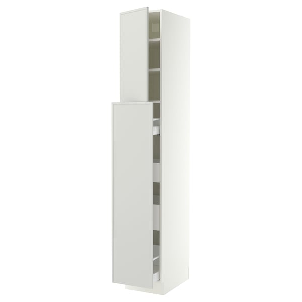 SEKTION / MAXIMERA Armoire av 4t/1p/2tb coulis, blanc/Aspudden gris clair, 15x24x90 "