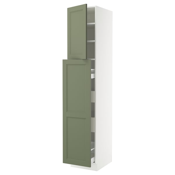 SEKTION / MAXIMERA Armoire av 4t/1p/2tb coulis, blanc/Axstad gris-vert, 18x24x90 "