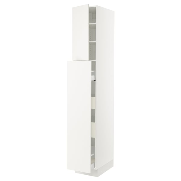 SEKTION / MAXIMERA Armoire av 4t/1p/2tb coulis, blanc/Veddinge blanc, 15x24x90 "