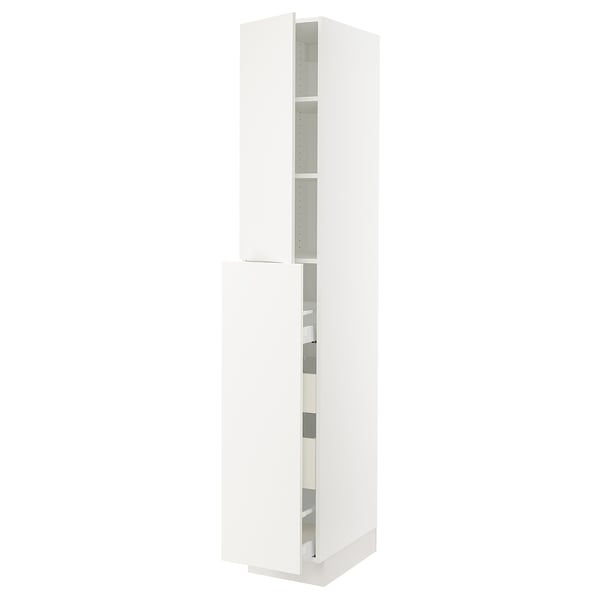 SEKTION / MAXIMERA Armoire av 4t/1p/2tb coulis, blanc/Veddinge blanc, 15x24x90 "