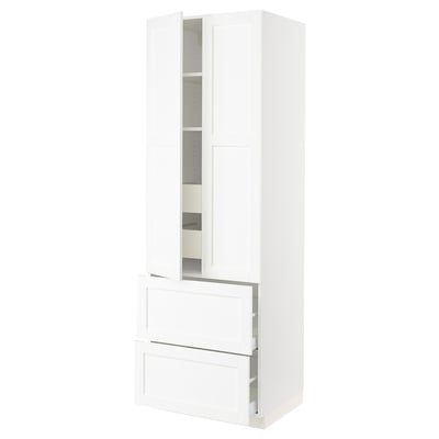 SEKTION / MAXIMERA Armoire haute 2 portes/2 faces/4tir, blanc Enköping/blanc effet bois, 30x24x90 "