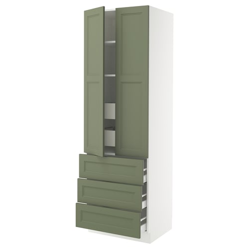 SEKTION / MAXIMERA Armoire haute 2 ptes/3 faces/5 tir, blanc/Axstad gris-vert, 30x24x90 "