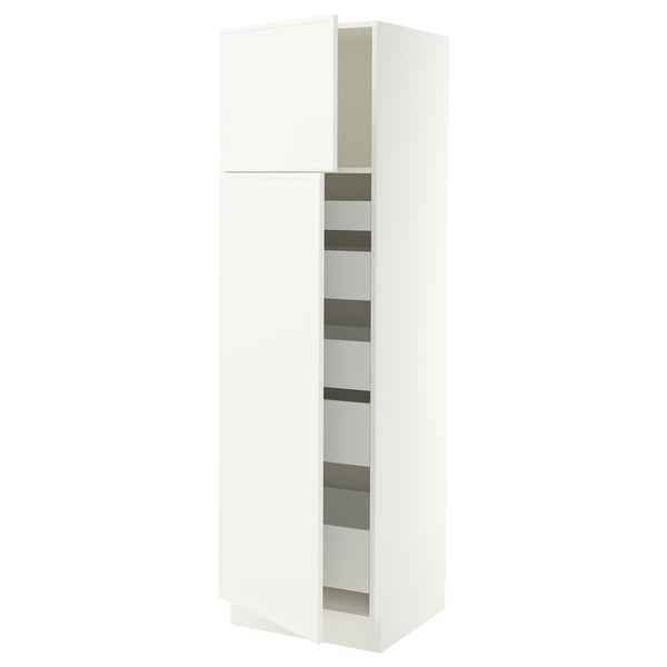 SEKTION / MAXIMERA Armoire haute+2 ptes/tablettes/5tir, blanc/Aspudden blanc mat, 24x24x80 "