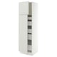 SEKTION / MAXIMERA Armoire haute+2 ptes/tablettes/5tir, blanc/Aspudden gris clair, 24x24x80 "