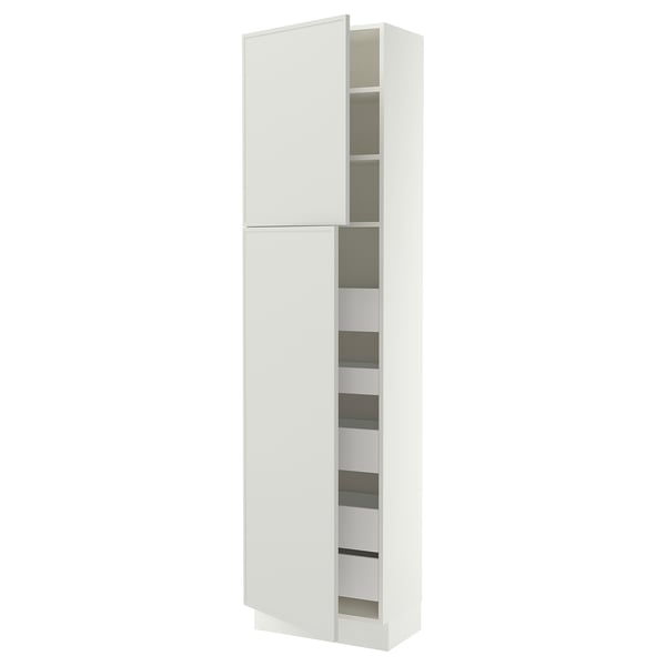 SEKTION / MAXIMERA Armoire haute+2 ptes/tablettes/5tir, blanc/Aspudden gris clair, 24x15x90 "