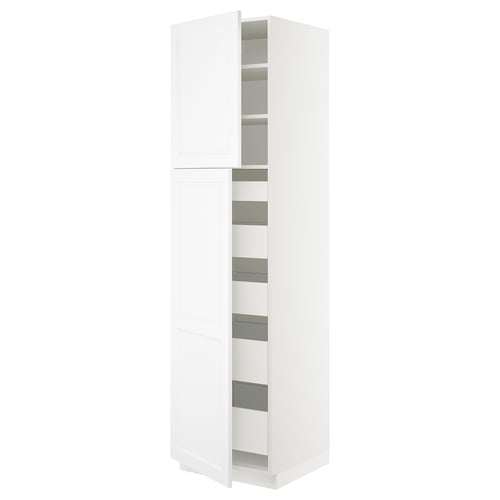SEKTION / MAXIMERA Armoire haute+2 ptes/tablettes/5tir, blanc/Axstad blanc mat, 24x24x90 "