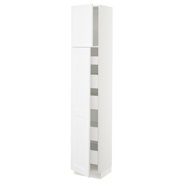 SEKTION / MAXIMERA Armoire haute+2 ptes/tablettes/5tir, blanc/Axstad blanc mat, 15x15x80 "