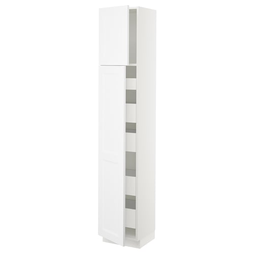 SEKTION / MAXIMERA Armoire haute+2 ptes/tablettes/5tir, blanc/Axstad blanc mat, 15x15x80 "