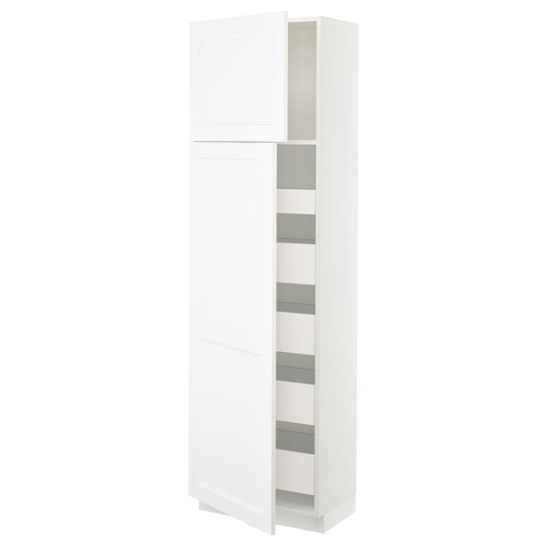 SEKTION / MAXIMERA Armoire haute+2 ptes/tablettes/5tir, blanc/Axstad blanc mat, 24x15x80 "