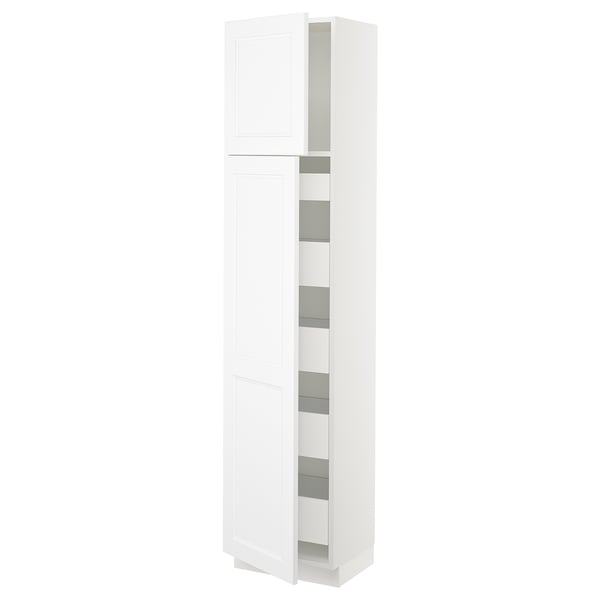 SEKTION / MAXIMERA Armoire haute+2 ptes/tablettes/5tir, blanc/Axstad blanc mat, 18x15x80 "