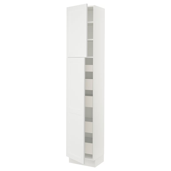 SEKTION / MAXIMERA Armoire haute+2 ptes/tablettes/5tir, blanc/Axstad blanc mat, 18x15x90 "