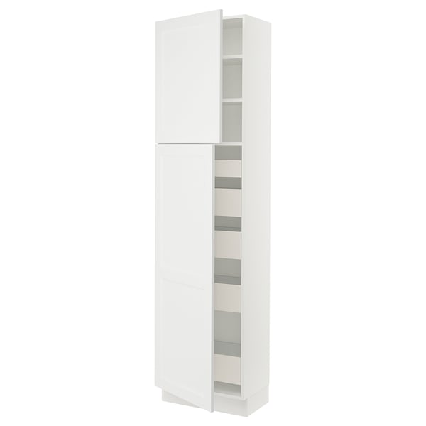 SEKTION / MAXIMERA Armoire haute+2 ptes/tablettes/5tir, blanc/Axstad blanc mat, 24x15x90 "