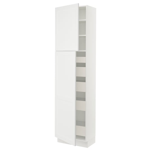 SEKTION / MAXIMERA Armoire haute+2 ptes/tablettes/5tir, blanc/Axstad blanc mat, 24x15x90 "