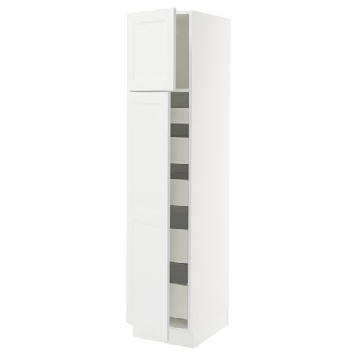 SEKTION / MAXIMERA Armoire haute+2 ptes/tablettes/5tir, blanc/Axstad blanc mat, 18x24x80 "