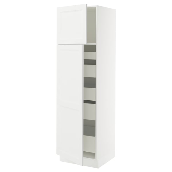 SEKTION / MAXIMERA Armoire haute+2 ptes/tablettes/5tir, blanc/Axstad blanc mat, 24x24x80 "