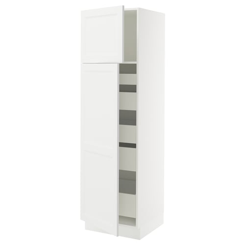 SEKTION / MAXIMERA Armoire haute+2 ptes/tablettes/5tir, blanc/Axstad blanc mat, 24x24x80 "