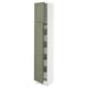 SEKTION / MAXIMERA Armoire haute+2 ptes/tablettes/5tir, blanc/Axstad gris-vert, 15x15x80 "