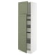 SEKTION / MAXIMERA Armoire haute+2 ptes/tablettes/5tir, blanc/Axstad gris-vert, 24x24x80 "