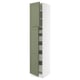 SEKTION / MAXIMERA Armoire haute+2 ptes/tablettes/5tir, blanc/Axstad gris-vert, 18x24x90 "