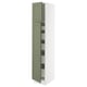 SEKTION / MAXIMERA Armoire haute+2 ptes/tablettes/5tir, blanc/Axstad gris-vert, 15x24x80 "