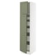 SEKTION / MAXIMERA Armoire haute+2 ptes/tablettes/5tir, blanc/Axstad gris-vert, 18x24x80 "