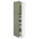 SEKTION / MAXIMERA Armoire haute+2 ptes/tablettes/5tir, blanc/Axstad gris-vert, 24x24x90 "