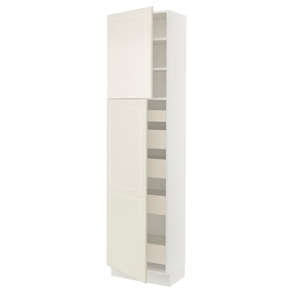 SEKTION / MAXIMERA Armoire haute+2 ptes/tablettes/5tir, blanc/Bodbyn blanc cassé, 24x15x90 "