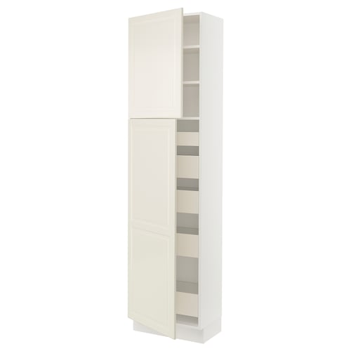 SEKTION / MAXIMERA Armoire haute+2 ptes/tablettes/5tir, blanc/Bodbyn blanc cassé, 24x15x90 "