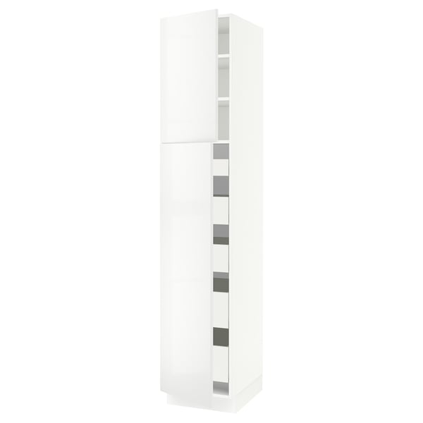 SEKTION / MAXIMERA Armoire haute+2 ptes/tablettes/5tir, blanc/Ringhult blanc, 18x24x90 "
