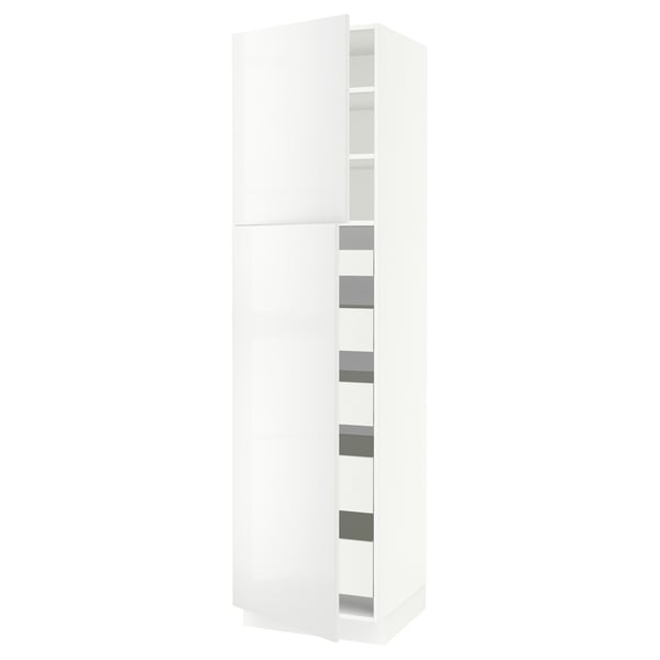 SEKTION / MAXIMERA Armoire haute+2 ptes/tablettes/5tir, blanc/Ringhult blanc, 24x24x90 "