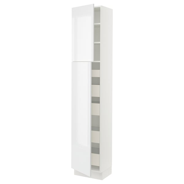SEKTION / MAXIMERA Armoire haute+2 ptes/tablettes/5tir, blanc/Ringhult blanc, 18x15x90 "