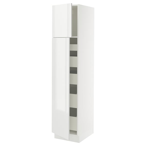 SEKTION / MAXIMERA Armoire haute+2 ptes/tablettes/5tir, blanc/Ringhult blanc, 18x24x80 "