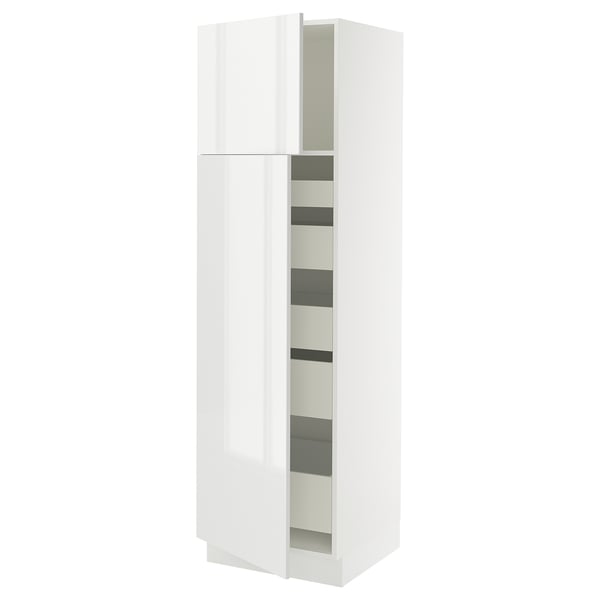 SEKTION / MAXIMERA Armoire haute+2 ptes/tablettes/5tir, blanc/Ringhult blanc, 24x24x80 "