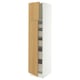 SEKTION / MAXIMERA Armoire haute+2 ptes/tablettes/5tir, blanc/Sinarp chêne plaqué, 18x24x80 "