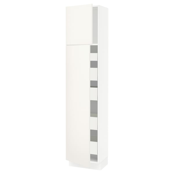 SEKTION / MAXIMERA Armoire haute+2 ptes/tablettes/5tir, blanc/Veddinge blanc, 18x15x80 "